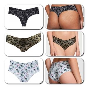 VS PINK 3pk Seamless No-show (2)Thong & (1)Cheeky Panty Size M Never Opened